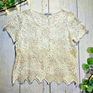 Charlotte Russe Gold & Ivory Lace Crop Top